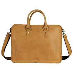 Vintage Dark Brown Leather Mens 14 inches Briefcase Black Work Briefcase Handbags For Men - iwalletsmen