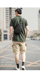 Vintage Dark Brown Leather Mens Chest Bag Black Sling Bag Sling Pack For Men - iwalletsmen