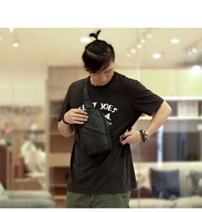 Vintage Dark Brown Leather Mens Chest Bag Black Sling Bag Sling Pack For Men - iwalletsmen