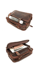Vintage Dark Brown Mens Leather Briefcase Work Handbag Brown 15'' Computer Briefcase For Men - iwalletsmen