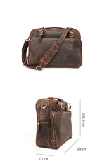 Vintage Dark Brown Mens Leather Briefcase Work Handbag Brown 15'' Computer Briefcase For Men - iwalletsmen
