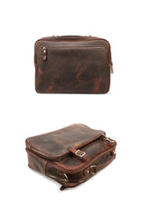 Vintage Dark Brown Mens Leather Briefcase Work Handbag Brown 15'' Computer Briefcase For Men - iwalletsmen