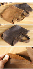 Vintage Dark Brown Mens Leather Briefcase Work Handbag Brown 15'' Computer Briefcases For Men - iwalletsmen