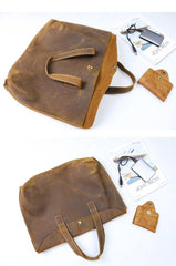 Vintage Dark Brown Mens Leather Briefcase Work Handbag Brown 15'' Computer Briefcases For Men - iwalletsmen