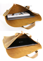 Vintage Dark Brown Mens Leather Briefcase Work Handbag Brown 15'' Computer Briefcases For Men - iwalletsmen