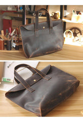 Vintage Dark Brown Mens Leather Briefcase Work Handbag Brown 15'' Computer Briefcases For Men - iwalletsmen