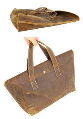 Vintage Dark Brown Mens Leather Briefcase Work Handbag Brown 15'' Computer Briefcases For Men - iwalletsmen