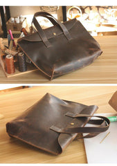 Vintage Dark Brown Mens Leather Briefcase Work Handbag Brown 15'' Computer Briefcases For Men - iwalletsmen