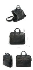 Vintage Coffee Mens Leather Briefcase Work Handbag Black 14'' Laptop Briefcases For Men - iwalletsmen