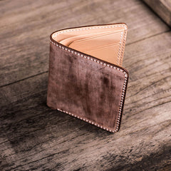 Vintage Handmade Leather Mens Small Wallet Bifold Wallet for Men - iwalletsmen