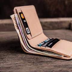 Vintage Handmade Leather Mens Small Wallet Bifold Wallet for Men - iwalletsmen