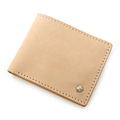 Handmade Mens Leather Beige billfold Small Wallet Cool Small Slim Bifold Wallets for Men - iwalletsmen