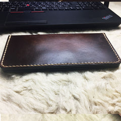 Vintage Leather Bifold Mens Long Wallet Coffee Leather Long Wallets for Men - iwalletsmen