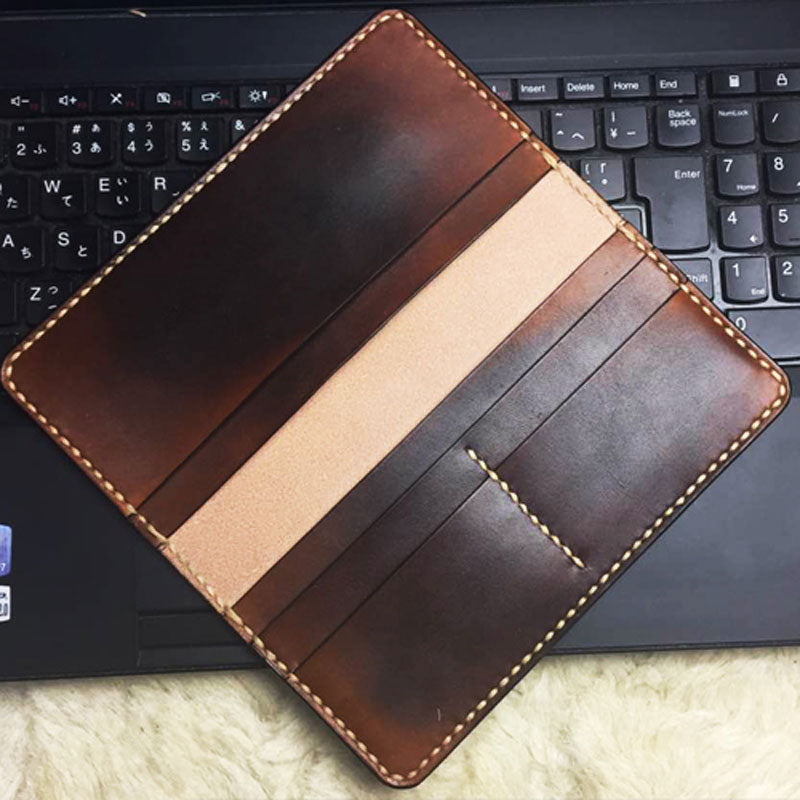 Vintage Leather Bifold Mens Long Wallet Coffee Leather Long Wallets for Men - iwalletsmen