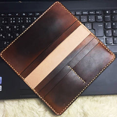 Vintage Leather Bifold Mens Long Wallet Coffee Leather Long Wallets for Men - iwalletsmen