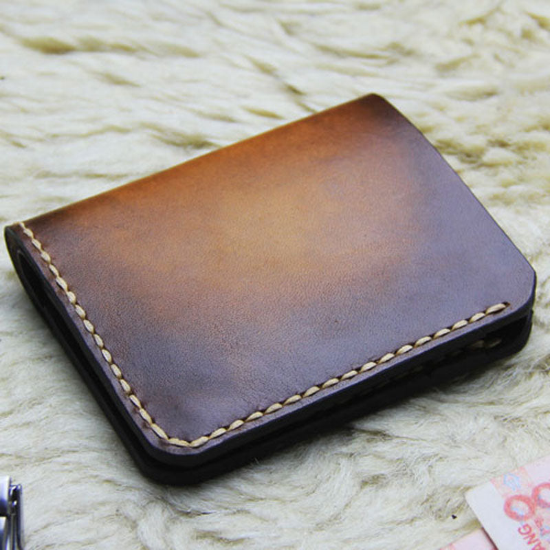Vintage Leather Brown Mens Slim Small Wallet Leather Bifold Wallets for Men - iwalletsmen