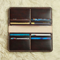 Vintage Leather Coffee Bifold Mens Long Wallet Leather Long Wallets for Men - iwalletsmen