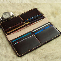 Vintage Leather Coffee Bifold Mens Long Wallet Leather Long Wallets for Men - iwalletsmen