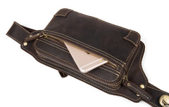 Vintage Leather Fanny Pack Mens Waist Bag Hip Pack Belt Bag Bumbag for Men