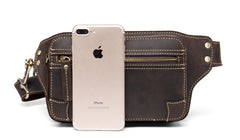 Vintage Leather Fanny Pack Mens Waist Bag Hip Pack Belt Bag Bumbag for Men