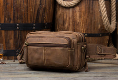 Vintage Leather Fanny Pack Mens Waist Bag Hip Pack Belt Bag Bumbag for Men