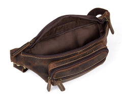 Vintage Leather Fanny Pack Mens Waist Bag Hip Pack Belt Bag Bumbag for Men