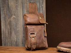 Vintage Leather Fanny Pack Mens Waist Bag Hip Pack Belt Bag Bumbag for Men
