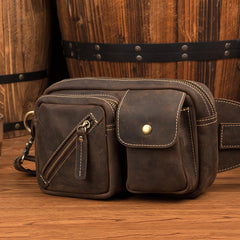 Vintage Leather Fanny Pack Mens Waist Bag Hip Pack Belt Bag Bumbag for Men