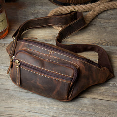 Vintage Leather Fanny Pack Mens Waist Bag Hip Pack Belt Bag Bumbag for Men