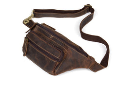 Vintage Leather Fanny Pack Mens Waist Bag Hip Pack Belt Bag Bumbag for Men