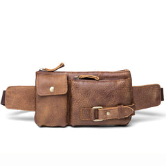 Vintage Leather Fanny Pack Mens Waist Bag Hip Pack Belt Bag Bumbag for Men