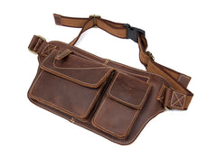 Vintage Leather Fanny Pack Mens Waist Bag Hip Pack Belt Bag Bumbag for Men