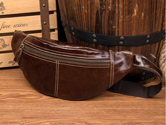 Vintage Leather Fanny Pack Mens Waist Bag Hip Pack Belt Bag Bumbag for Men