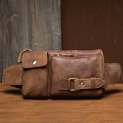 Vintage Leather Fanny Pack Mens Waist Bag Hip Pack Belt Bag Bumbag for Men