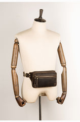 Vintage Leather Fanny Pack Mens Waist Bag Hip Pack Belt Bag Bumbag for Men