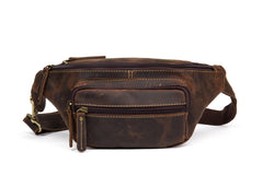 Vintage Leather Fanny Pack Mens Waist Bag Hip Pack Belt Bag Bumbag for Men