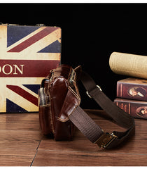 Vintage Leather Fanny Pack Mens Waist Bag Hip Pack Belt Bag for Men - iwalletsmen