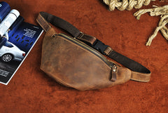 Vintage Leather Fanny Pack Mens Waist Bag Hip Pack Belt Bag for Men - iwalletsmen