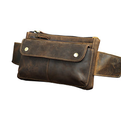 Vintage Leather Fanny Pack Mens Waist Bag Hip Pack Belt Bag for Men - iwalletsmen