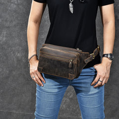 Vintage Leather Fanny Pack Mens Waist Bag Hip Pack Belt Bag for Men