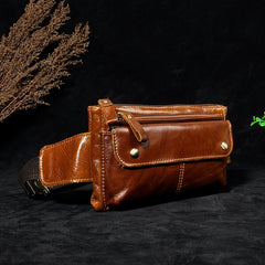Vintage Leather Fanny Pack Mens Waist Bag Hip Pack Belt Bag for Men - iwalletsmen