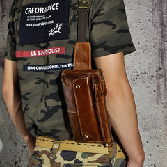 Vintage Leather Fanny Pack Mens Waist Bag Hip Pack Belt Bag for Men - iwalletsmen