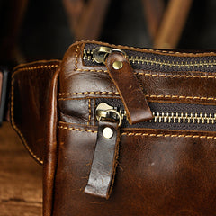 Vintage Leather Fanny Pack Mens Waist Bag Hip Pack Belt Bag for Men - iwalletsmen