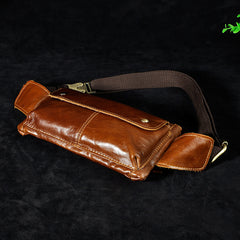 Vintage Leather Fanny Pack Mens Waist Bag Hip Pack Belt Bag for Men - iwalletsmen