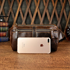 Vintage Leather Fanny Pack Mens Waist Bag Hip Pack Belt Bag for Men - iwalletsmen