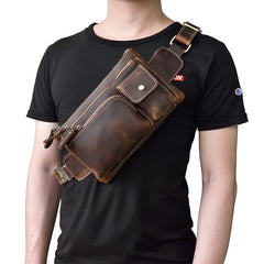 Vintage Leather Fanny Pack Mens Waist Bag Hip Pack Belt Bag for Men - iwalletsmen