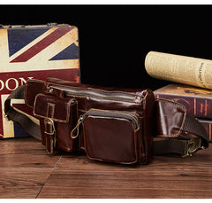 Vintage Leather Fanny Pack Mens Waist Bag Hip Pack Belt Bag for Men - iwalletsmen