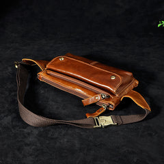 Vintage Leather Fanny Pack Mens Waist Bag Hip Pack Belt Bag for Men - iwalletsmen