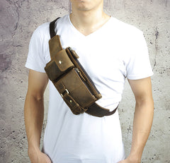 Vintage Leather Fanny Pack Mens Waist Bag Hip Pack Belt Bag for Men - iwalletsmen