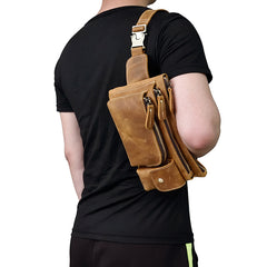 Vintage Leather Fanny Pack Mens Waist Bag Hip Pack Belt Bag for Men - iwalletsmen